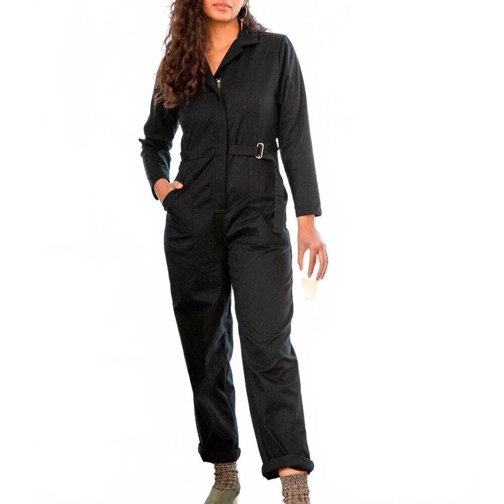 NEW LOUP wallis long sleeve jumpsuit in black